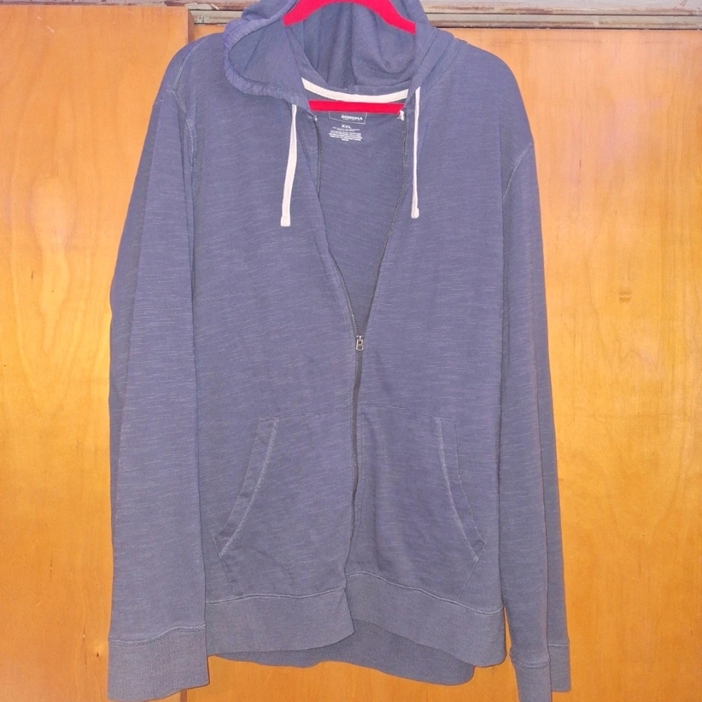 Sonoma Men's Slate Blue Zip-Up Hoodie with Drawstring